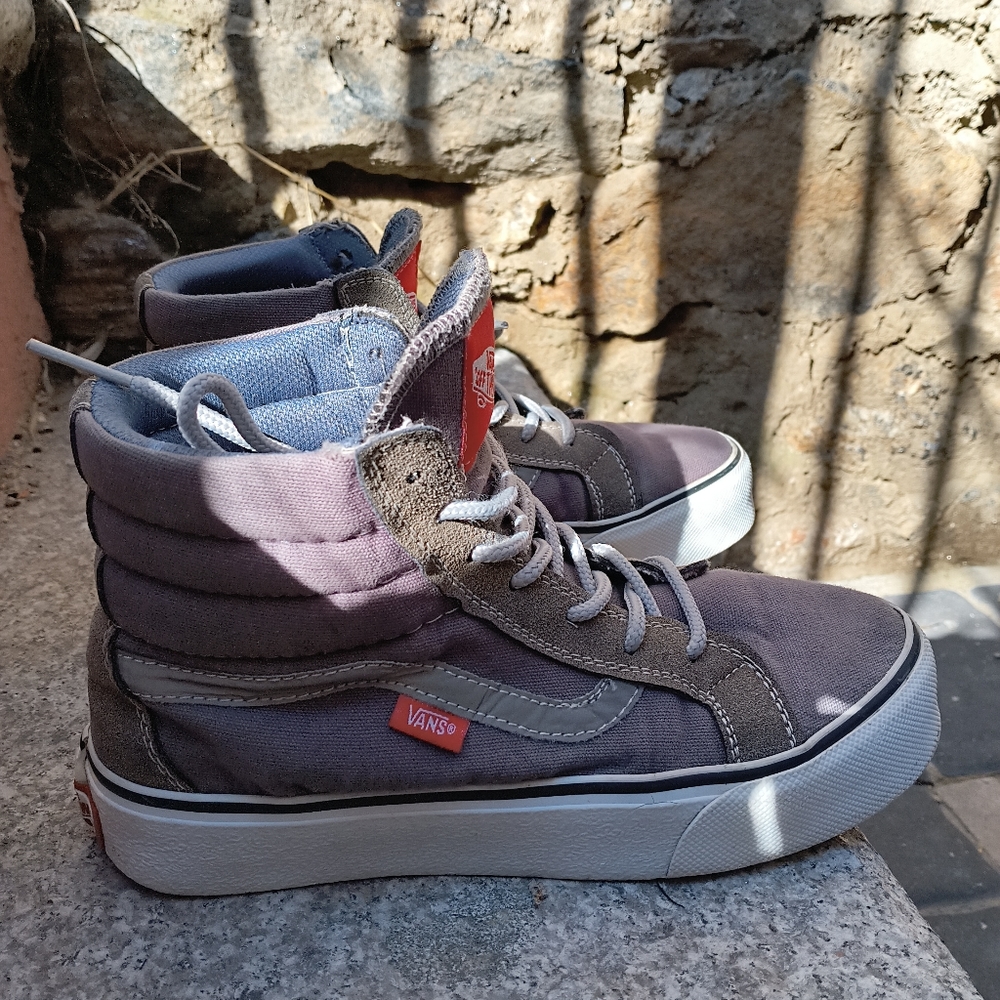Vans Sk8-High-Top shoes, Gray/blue, Size 5.5 Men/7.0 women's